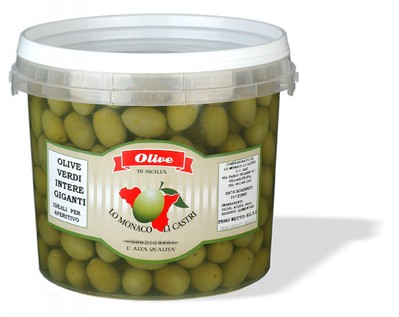 Olive verdi intere giganti in salamoia (4Kg. sgocciolato)