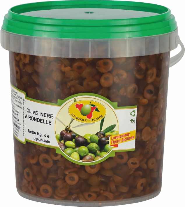 Olive nere a rondelle in salamoia (4Kg. sgocciolato)