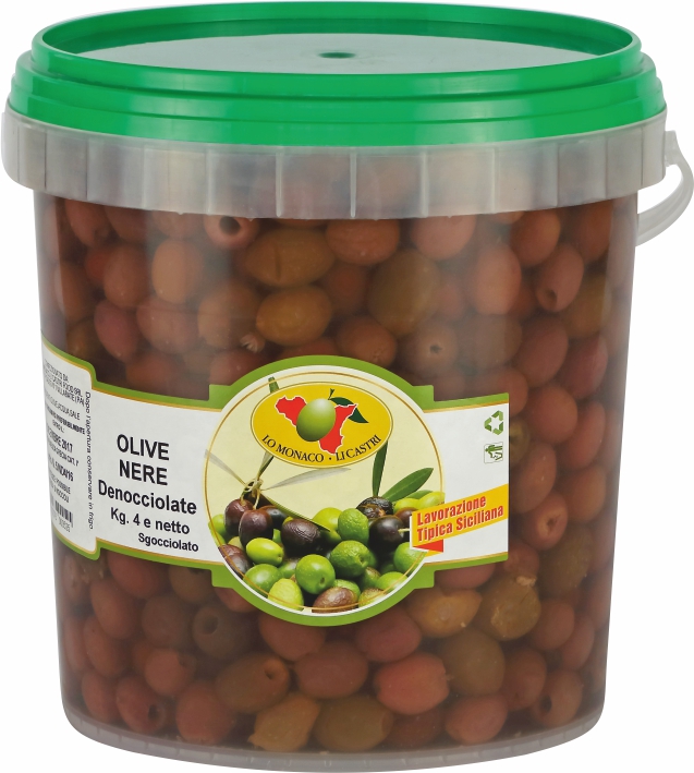 Olive nere denocciolate  in salamoia (4Kg. sgocciolato)