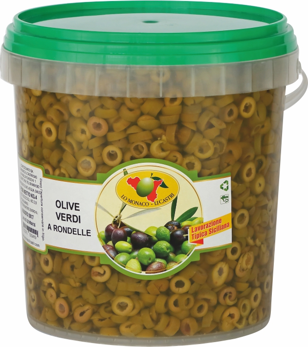 Olive verdi a rondelle in salamoia (4Kg. sgocciolato)